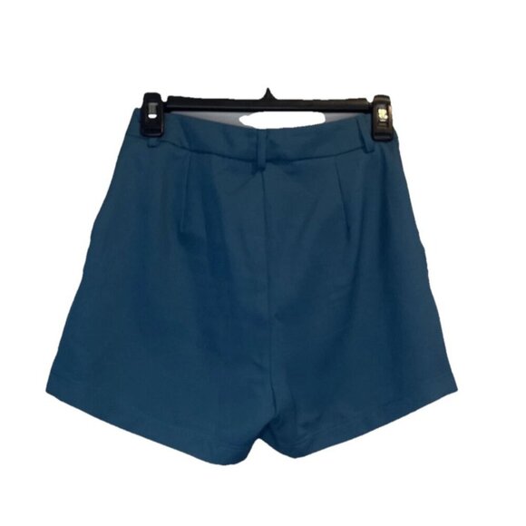 Cider Womens Teal High Rise Flat Front Chino Shorts Pockets Stretch Sz XXS NEW - Picture 3 of 9